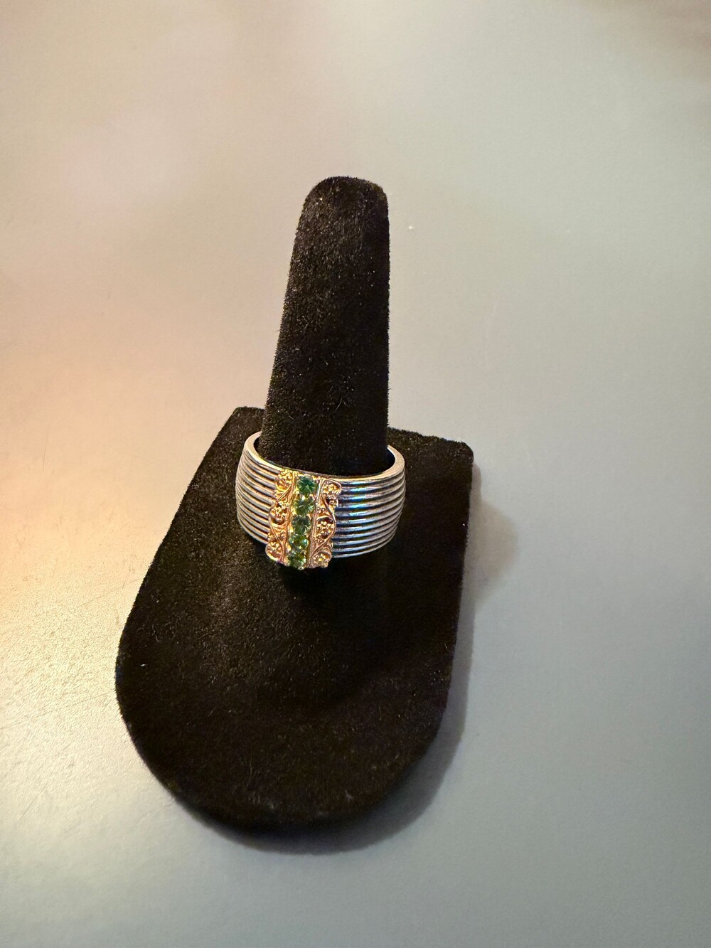 Or Paz Two-Tone Gemstone Lace Ring, Sterling & 14K Plated Sz 6 - Picture 2 of 6